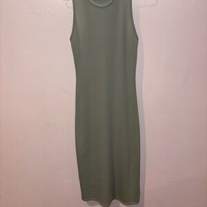 Olivia Rae Sleeveless Ribbed Midi Dress in Soft Green
